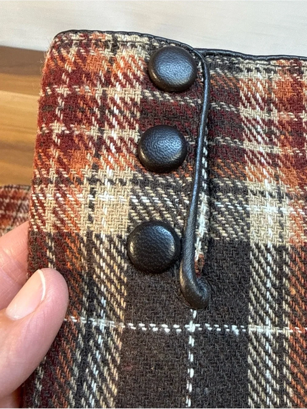 Women’s Genuine Leather & Fabric Gloves Sz M Brown Plaid Lined Driving Classic‎